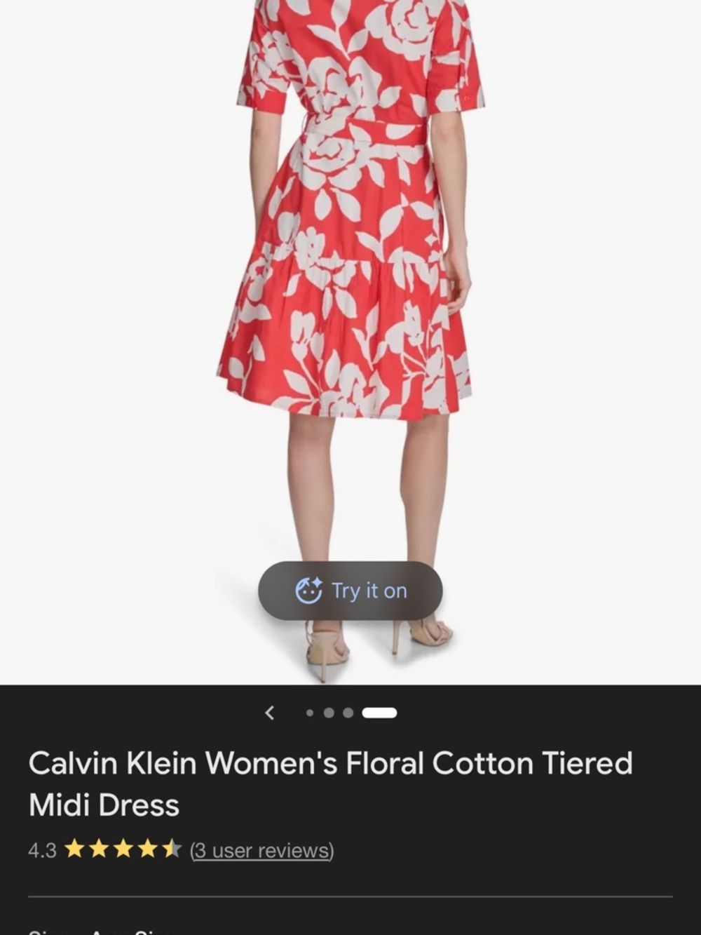 Calvin Klein Red and White Floral Tie-Waist Mini Dress - Picture 6 of 6